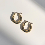 ステンレス つけっぱなし　20mm フープピアス 18k gold アレルギー対応