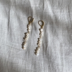 淡水パール 華奢ピアス チェーンピアス ニッケルフリー 結婚式 二次会 入学式 卒業式 ボールチェーン 鉱石 パール 不規則 