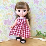 赤いチェックのフレアワンピース＊ メルちゃん メルちゃん服 ソランちゃん ソランちゃん服
