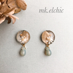 シャンパンゴールドとブループラチナの紫陽花　ピアス／イヤリング