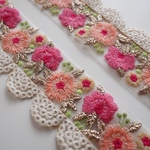 【1m】チュール刺繍リボン   【ホワイト】