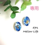  ✴専用 571 ブルーシェル×ホヌ 小ぶり ノンホールピアス