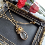 【母の日SALE❤】ルチルクォーツ×タイガーアイのシンプルなマクラメネックレス