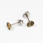 チタンポスト＆キャッチ 6mm 皿（金古美）付き ２ペア（４個）セット　	