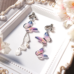 和柄蝶々のイヤリング・ピアス　-宵桜-