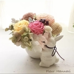 母の日のプレゼントに☆ うさぎさんのブーケ プリザーブドフラワー ピンク系ver.2 結婚祝いやお誕生日プレゼント　母の日にも♪  