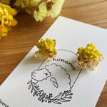 tanpopo ピアス　イヤリング　チタンポストピアス　ビーズ刺繍　天然石