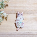 ネコの刺繍ブローチ  〜cotton candy〜