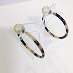 【再再再販】べっこう柄ピアス リング コットンパールのキャッチ付き
