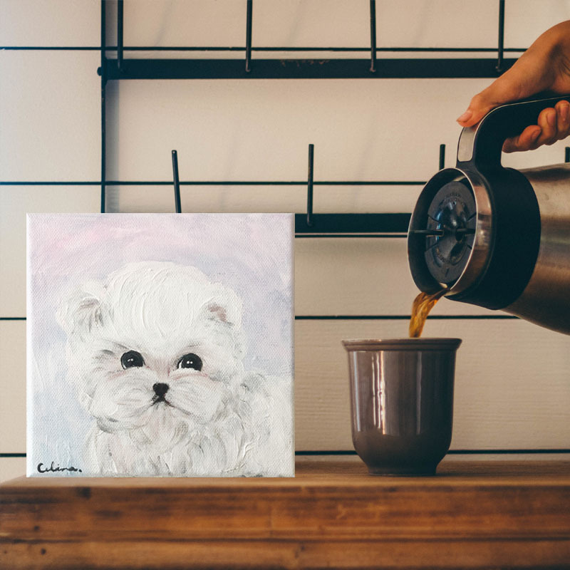 品多く DOG-E// 犬 絵画 キャンバス アクリル アートパネル ビション 絵画