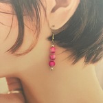 3玉のキャンディジェイドピアス フックピアス パワーストーンピアス　8mm　(シルバー) イヤリング、樹脂フック変更可　/ﾊﾟﾜｰｽﾄｰﾝ/ﾋﾟｱｽ
