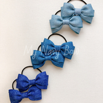 全3色🎀デニム柄 ベーシックリボンのツインリボン 2点セット