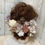 ［39］15本　ベージュ×アンティークピンク　ドライフラワーヘアパーツ　ヘアアクセサリー　ヘッドドレス　髪飾り　成人式　卒業式　結婚式　ウエディング　ブライダル　子供　かすみ草　紫陽花