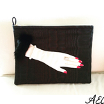 Madame's Hand clutch bag (black&mink)