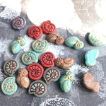 【JIRI工房サンプルセールアソート④】#JIRI＊IVANA#czech beads#チェコビーズ　カタツムリ🐌とフクロウ🦉