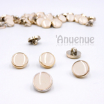 ラウンドグリッター ミニシャンクボタン 12mm【Milky White】８個