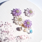 マーガレットのイヤーカフ&イヤリング(orピアス)セット【Amethyst】