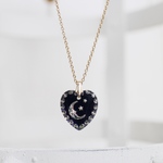 MOON &STAR Intaglio Pendant  夜空 ハート 星と月 ヴィンテージ ネックレス