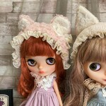 くま耳帽子　くすみピンク　ブライス