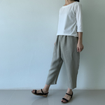 ゆったりパンツ２号　リラックスリネンワイドパンツ　リネン　春夏　カーキライト