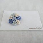 【 受注制作】摘まれし小花～ 蒼色 ～  刺繍ブローチ