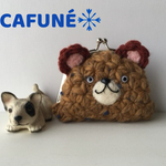 =リフ編みで編んだくまちゃんがま口コインケース=