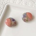 カメオピンク カラー フェミニン フラワー レジン ピアス 