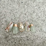 No.1 大理石ネイル　ミントグリーン　囲みミラー