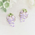 藤の花のピアス ＊つまみ細工＊