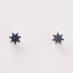 【伝統工芸】ピアス　『一番星』青×銀　ー漆×螺鈿×蒔絵ー　