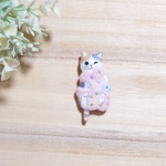 ネコの刺繍ブローチ  〜cotton candy〜