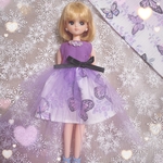 158【再販1】紫蝶ワンピ☆リカちゃん☆ブライス☆ハンドメイド 