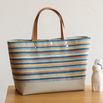 【SALE】春のマルチカラー手織り布の横長トート（マルチ）