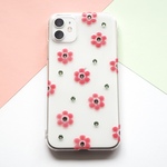全機種対応　アネモネのスマホケース　レッド