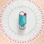 クリームソーダの刺繍ブローチ