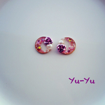 ピンクムーンと薔薇のピアス