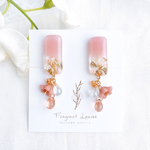 ✾イヤリング✾ red dried flower and drop