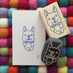 笑顔のフレンチブルさん　消しゴムはんこ