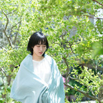 Organic Cotton リネン混Wガーゼ　ストール【ボタニカルダイ／デルフィニウム】