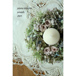 再販:くすみピンクローズのリース(キャンドル付き)