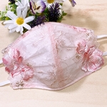 不織布マスクカバー＊ピンク＊ローズ＊チュールレース＊抗菌加工クレンゼ使用