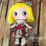 ☆THIERRY☆イーマリーちゃん着せ替えお洋服　クラシックブルー　花柄ワンピース、ヘアーリボン、共布ハンドバッグ