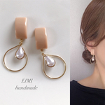 【EIMI】ピンクベージュ×雫パール＊ ピアス/イヤリング
