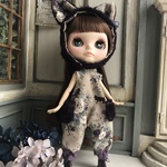 1778 紫猫耳つき帽子と紫猫ロンパース Blythe ブライス アウトフィット 洋服