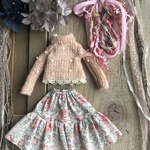 【再販】（うさぎさん無）1707 ピンク セーターとリバティスカート   Blythe ブライス アウトフィット