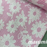 【送料無料】110×50★TCブロード★ギンガムチェックに白い花★ピンク