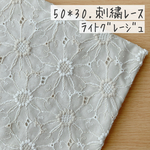 50*30【ローン】可憐なマーガレットの刺繍レース／ライトグレージュ《 生地 ローン生地 コットン 綿 刺繍 レース マーガレット 花柄 フラワー 北欧 北欧風 COTTONCANDY 刺繍レース 》