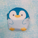 ペンギンふわふわポーチ ブルー（内側水面模様）