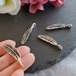 羽　羽根　フェザー　チャーム　立体　銀古美　4個