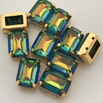 樹脂ストーン10×14mmスパークルグリーン　レクタングル 10こ入り